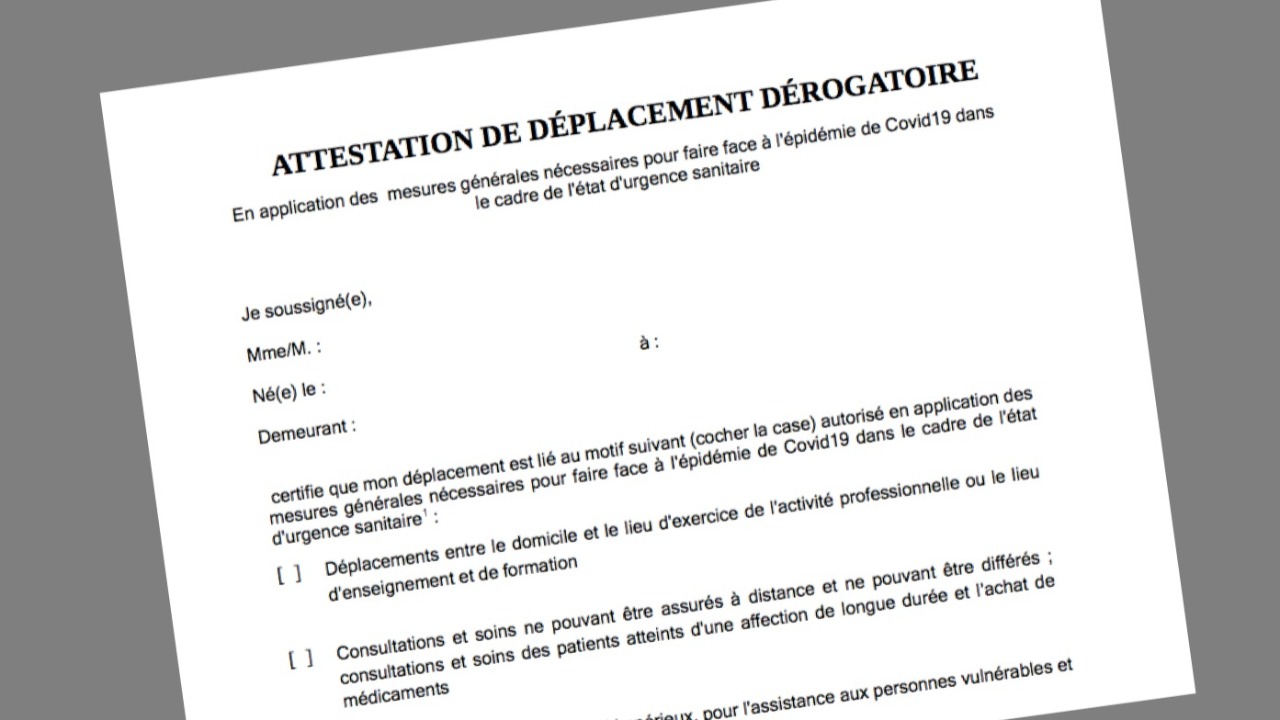 COVID 19 : l'attestation de déplacement ne sera plus ...