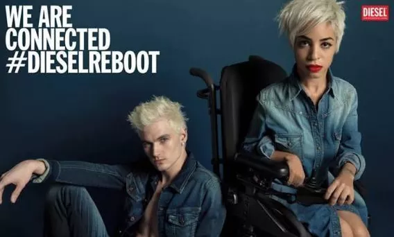 Diesel avec Jillian Mercado, un mannequin handicapé pour la campagne Inez et Vinoodh