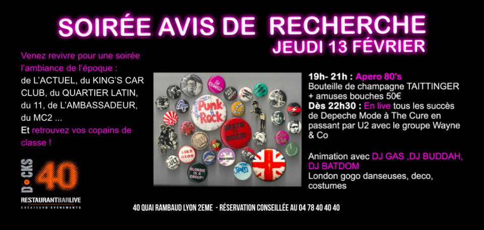 Soirée AVIS DE RECHERCHE : Nos années d'insouciance....