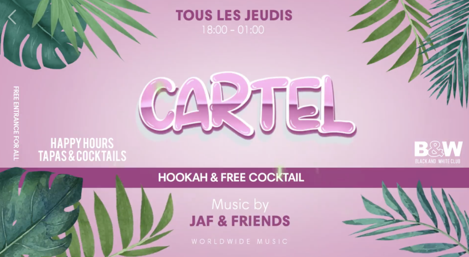 JEUDI : Soirée Cartel tous les jeudis au Blackandwhite